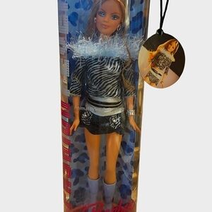 Zebra Print Doll with Feathered Collar